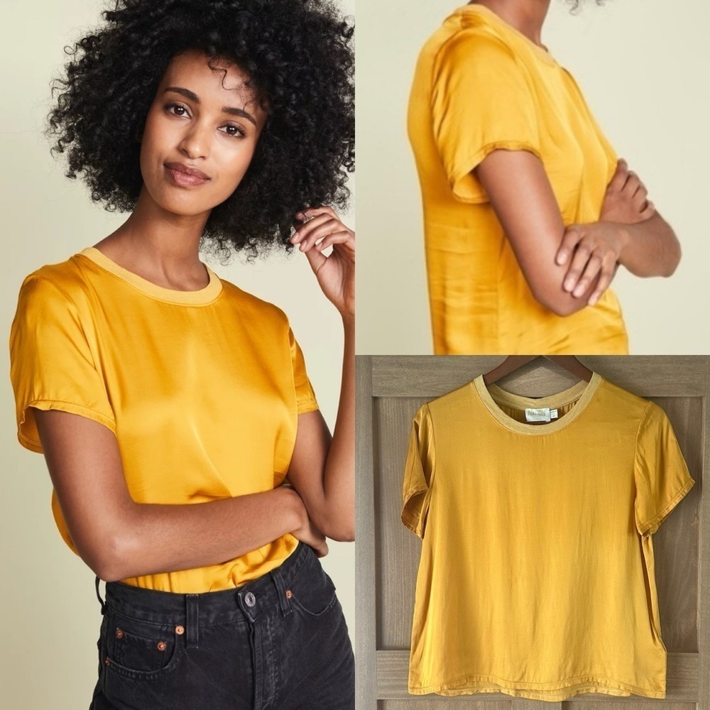 Nation LTD. Marie Sateen Boxy Tee in Turmeric Women’s size XS​​